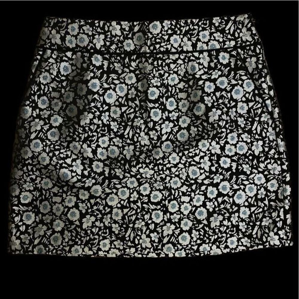 Loft Brocade Skirt -6 black /blue , NWT